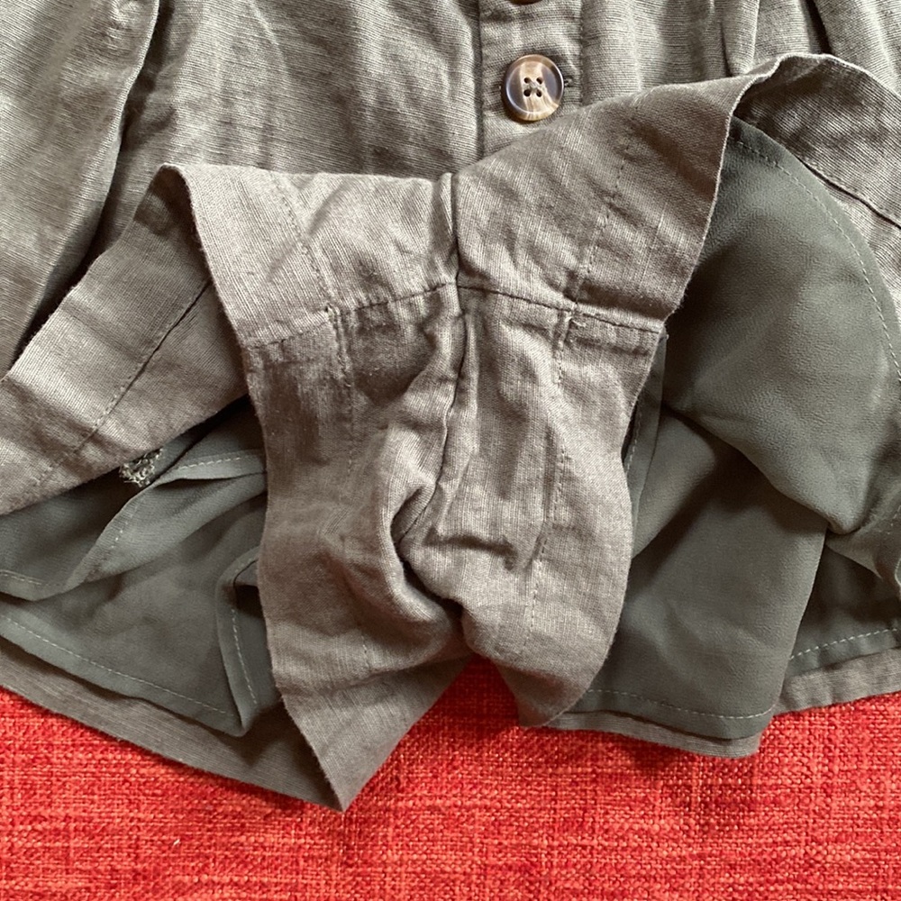 AE American Eagle Olive Army Green Linen High Waist Shorts - Picture 8 of 11